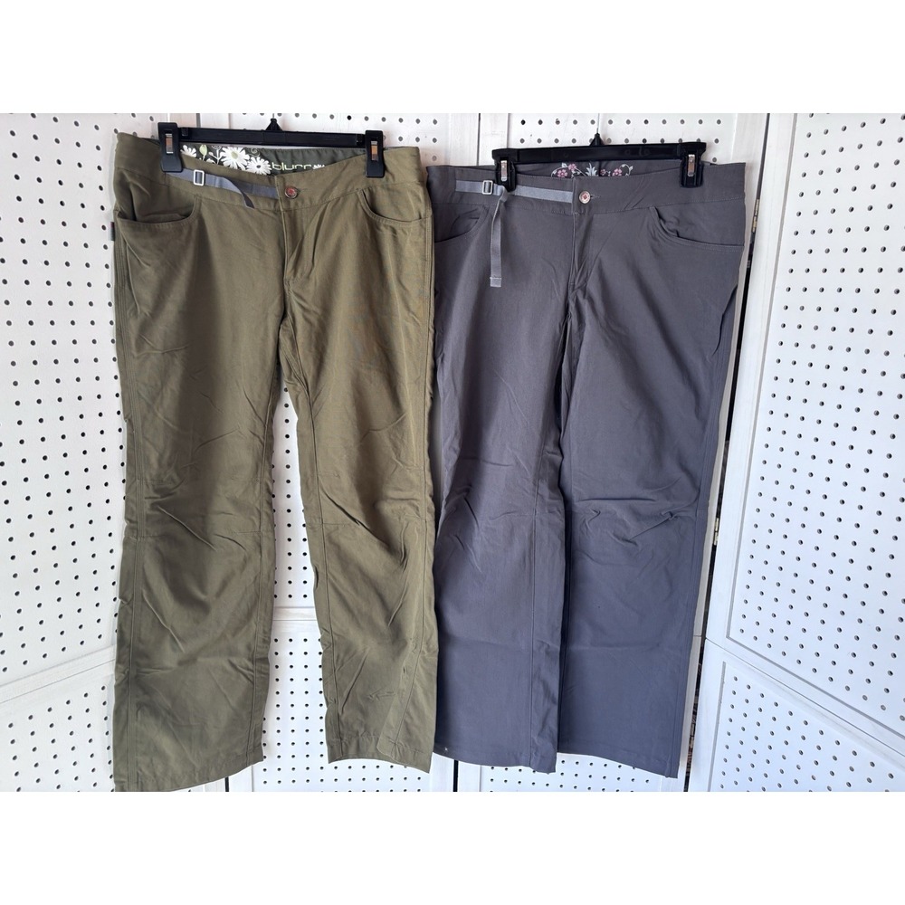 LOT/2 Blurr Women's Size 8 Hiking Utility Pants Gray Green Organic Cotton Nylon
